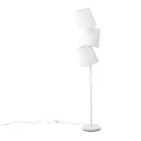 Beliani Stehlampe Cremeweiß Metall 164 cm 3-Flammig Stoffschirme Langes Kabel mit Schalter Retro Design