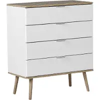 Beliani Kommode Weiß/heller Holzfarbton MDF Platte Kiefernholz 40 x 79 x 93 cm Modern Skandinavischer Stil Geräumige Schubladen Wohnzimmer