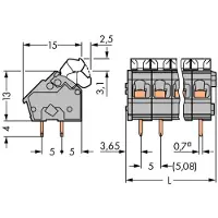 Wago 256-405/334-000 Leiterplattenklemme,Drücker,2,5 mm2,grau 256405334000 - 40 Stück