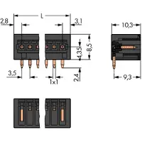 Wago 734-165/105-604 THR-Stiftleiste,Lötstift 1,0 x 1,0 mm,abgewinkelt,schwarz 734165105604 - 200 Stück