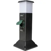 Kopp 145326012 Energiesäule mit 2 Schutzkontaktsteckdosen, Farbe:schwarz/grün