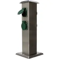 Kopp 145330013 Gartensteckdose 4fach Edelstahl, Grün
