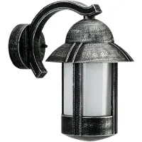ALBERT LEUCHTEN Wandleuchte A-142360, schwarz-silber, hängend, Aluguss, Opalglas, IP44, mit Montageplatte, rund