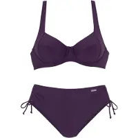 LASCANA Bügel-Bikini , Damen, Gr. 46, Cup E, lila, Polyamid, unifarben, Bikini-Sets Bügel-Bikini, mit seitlich geraffter Bikinihose, Topseller