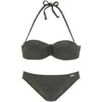 Buffalo Bügel-Bandeau-Bikini "Romance", Damen, Gr. 38, Cup B, grün (oliv), Polyamid, strukturiert, unifarben, Bikini-Sets Bügel-Bandeau-Bikini, aus Strukturware