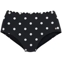 LASCANA Highwaist-Bikini-Hose "Jada", Damen, Gr. 42, N-Gr, schwarz-weiß (schwarz, weiß), Polyamid, gepunktet, Badehosen Highwaist-Bikini-Hose, Mit Muschelkante und Punkten