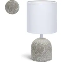 Aigostar Tischlampe Keramik Tischleuchte Lampe für Nachttisch Beistelltisch Nachttischlampe Stoffschirm E14 Vintage Retro Lustig Grau - H26cm