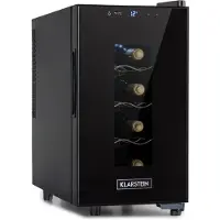 Klarstein Weinkühlschrank, Getränkekühlschrank Schmal, 1 Zone Kühlschrank mit Glastür, Getränkekühlschränke Freistehend, Weinkühlschrank Klein, Weinkühlschränke mit UV-Schutz, 11-18°C, 8 Flaschen