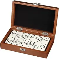 Philos Domino Spiel - Doppel 6 - Olivenholz - Holzklassiker