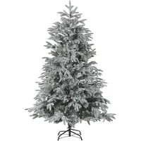Beliani Weihnachtsbaum 180 cm Weiß Schneebedeckt mit Kunstschnee und Ständer Weihnachtszeit/ Weihnachten/ Wohnzimmer Modern
