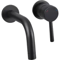 Differnz Inbouw-Waschtischarmatur Mattschwarz aus Messing, rechts, 24,6 cm Auslauf, 9,5 cm Einbautiefe