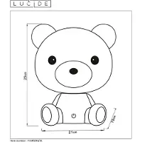Lucide Kindertischleuchte Dodo Bär, weiß, dimmbar, ABS