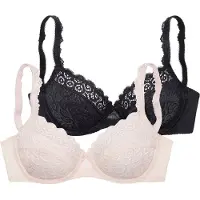 Petite fleur Bügel-BH , Damen, Gr. 90, Cup D, rosa (puder, schwarz), Spitze, Obermaterial: 90% Polyamid, 10% Elasthan, BHs Bügel-BH, aus Spitze, mit dekorativen Trägern, Dessous, Topseller