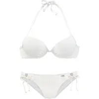 Buffalo Push-Up-Bikini , Damen, Gr. 36, Cup A, beige (creme), Polyamid, Strukturmuster, Bikini-Sets Push-Up-Bikini, mit modischer Struktur