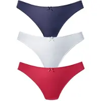 Petite fleur String , Damen, Gr. 44/46, 3 Stk., bunt (rot, marine, weiß), Spitze, Obermaterial: 86% Polyester, 14% Elasthan, Unterhosen String, hinten komplett aus zarter Jacquardspitze