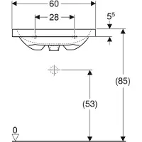 Geberit Waschtisch iCon Light 60x42cm, o. Hahnloch, mit Überlauf, weiß