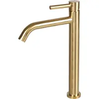 CEE Hohe gebogene Wastafelmengkraan aus Messing in Gold, 30,6 cm, für Kalt- und Warmwasser, Aufputz