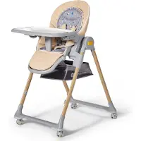 Kinderkraft LASTREE 2 in 1 - Babyliege und Kinderhochstuhl - verstellbar - zusammenklappbar - mit Spielbügel und Rollen - ab Geburt bis 3 Jahre Beige