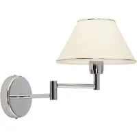 Jupiter Wandleuchte BEGAMO Verstellbar Klassisch 1-flammig E27 Chrom Stoffschirm Beige Wandlampe Leselampe Metall für Wohnzimmer Flur Schlafzimme