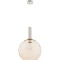 Jupiter Hängeleuchte LAF 1572 Modern 1-flammig E27 Weiß Glasschirm Bernstein Kugel Pendelleuchte Metall Loft für Wohnzimmer Esszimmer Küche