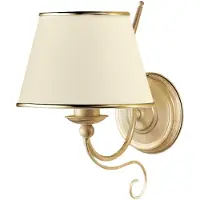 Jupiter Wandleuchte LAURA Klassisch Hohe Qualität 1-flammig Ecrie Beige Gold E27 Stahl Stoff Wohnzimmer Schlafzimmer Flur Esszimmer