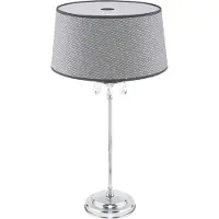 Jupiter Tischleuchte EGIDA 1608 Modern Elegant 1-flammig E27 Chrom Grau Stoff PCV Kristall Tischlampe Nachttischlampe für Wohnzimmer Schlafzimmer