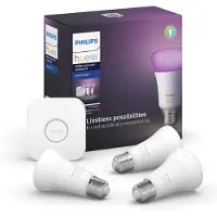 Philips Hue White and Color ambiance Starter-Set: 3 smarte Lampen E27 (800), Set für intelligente Beleuchtung, Bluetooth/Zigbee, Weiß, LED, E27, A60