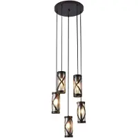 Rabalux 5340 Pendelleuchte 5 Spots Oberon, E14, braun-orange, rund, Industriell, ø350mm