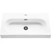 Differnz Somero Waschtisch - 60 cm breit - Aus Polystone gefertigt - Mit Überlauf - Mit 1 Hahnloch - Einzelbecken - Ohne Ablaufstopfen - Farbe Weiß - Geeignet für das Badezimmer