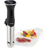 Klarstein Sous Vide Garer, Effizienter Sous Vide Stick, Sous-Vide-Garer, Sous Vide Garer Stick, 1200 W, 20-95°C, Timer, App-Steuerung, Touch-Display, 3D Circulation, 10-15 Liter, Edelstahl, Schwarz