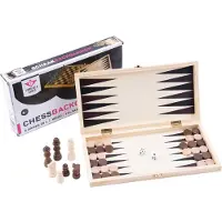 Longfield Schach- und Backgammon-Set im Klappkoffer, Königshöhe 60 mm, Backgammon innen, Schach außen