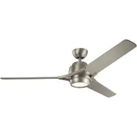 Kichler LED-Deckenventilator Zeus dreiflügelig, nickel gebürstet