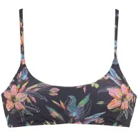 LASCANA Bustier-Bikini-Top "Malia", Damen, Gr. 40, N-Gr, grau (anthrazit, bedruckt), Microfaser, Microfaser, Polyamid, bedruckt, floral, Bikini-Oberteile Bustier-Bikini-Top, mit tropischem Print