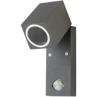 KOBI Wandleuchte Garten mit dem Bewegungsmelder QUAZAR 15 LX GU10 grau IP44