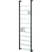 Spinder Wandregal DESIGN "CUBIC", schwarz (schwarz, glasböden), B:46cm H:167cm T:13cm, Glas, Metall, Regale, Wandregal, Metall, Tiefe 13 cm