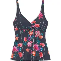 Sunseeker Bügel-Tankini-Top "Modern", Damen, Gr. 44, Cup F, blau (marine, bedruckt), Polyamid, bedruckt, geblümt, Bikini-Oberteile Bügel-Tankini-Top, mit Blumendruck