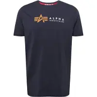 Alpha industries Kurzarmshirt "Alpha Label T", Herren, Gr. 3XL, blau (rep.blau), Single Jersey, Obermaterial: 100% Baumwolle, bedruckt, regular fit normal, Rundhals, Shirts Kurzarmshirt