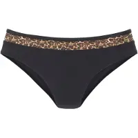 LASCANA Bikini-Hose "Adele", Damen, Gr. 42, N-Gr, schwarz (schwarz, leo), Recycling-Polyamid, unifarben, Badehosen Bikini-Hose, mit trendigen Details, Topseller