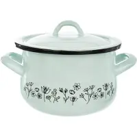 Orion Emaille-Topf emailliert BLUMEN 16 cm Deckel Gas Induktion