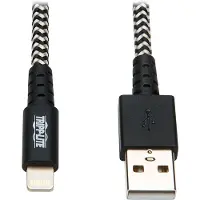 Eaton Tripp Lite M100-010-HD Hochleistungsfähiges USB-A zu Lightning Sync-/Ladekabel, MFi- – Stecker/Stecker, USB 2.0, 3,05 m, 3 m, Lightning, USB A, Männlich, Männlich, Schwarz, Weiß