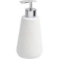 Wenko Flora Seifenspender, 300 ml, Nachfüllbarer Seifendosierer ideal für Bad, Küche und Gäste-WC, Weiß mit zartem Blümchen-Relief