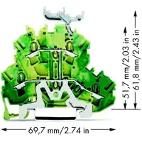 Wago 2002-2237 Doppelstockklemme,4-Leiter-Schutzleiterklemme,2,5 mm2,grün-gelb 20022237 - 50 Stück