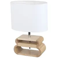 Corep Tischleuchte Oslo, weiß/holz hell, Höhe 30 cm, Leinen/Holz
