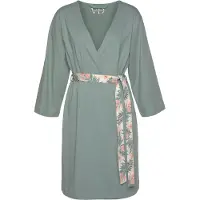 LASCANA Kimono , Damen, Gr. 32/34, grün (jadegrün), Baumwolle, mehrfarbig, Kurzform, Hausmäntel Kimono, in uni oder Allover-Druck