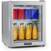 Klarstein Brooklyn 23 Mini-Kühlschrank Glastür LED Ablage Silber