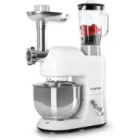 Klarstein Knetmaschine Küchenmaschine mit Fleischwolf, 1800W Teigmaschine Klein, 6 Stufen, Schneebesen Rühr- & Knethaken, Planetenrührwerk, Rührmaschine mit Mixer, Küchenmaschinen mit 5L Schüssel