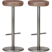 vidaXL Barhocker 2 Stk. Distressed Braun Echtleder