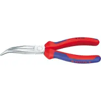 Knipex 26 25 200 Flachrundzange mit Schneide, gebogen, verchromt, 2K, 200mm
