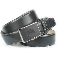 Anthoni Crown Ledergürtel , Herren, Gr. 85, grau, Leder, unifarben mit Farbeinsatz, Gürtel Ledergürtel, mit Kontrast Stitching