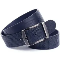 Anthoni Crown Ledergürtel , Herren, Gr. 85, blau (dunkelblau), Leder, Flechtoptik, Gürtel Ledergürtel, Pflanzlich gegerbter Vollrindledergürtel mit Flecht-Prägung
